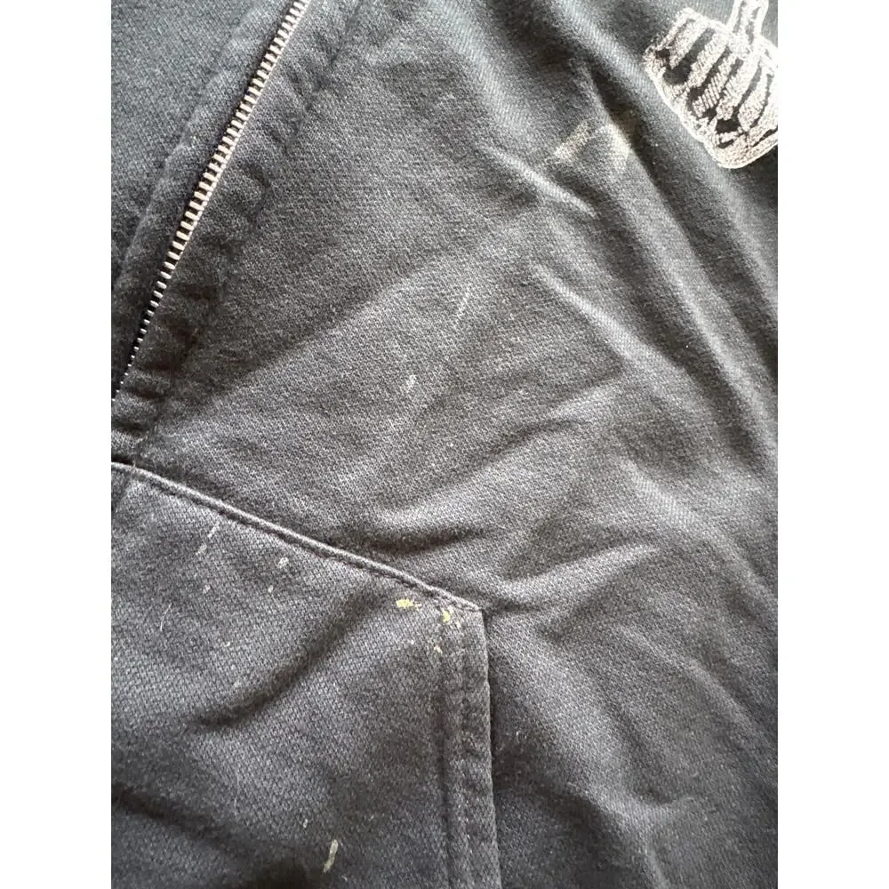 Vintage 90s Muleskins USA Thermal Zip Hooded Vest L Modern Nunya Print